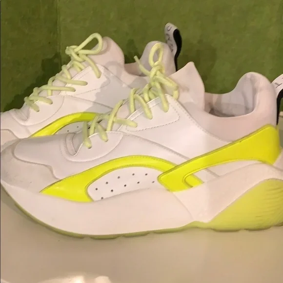 - Stella McCartney Eclypse Training Tennis Shoes White/Neon Yellow Women S…